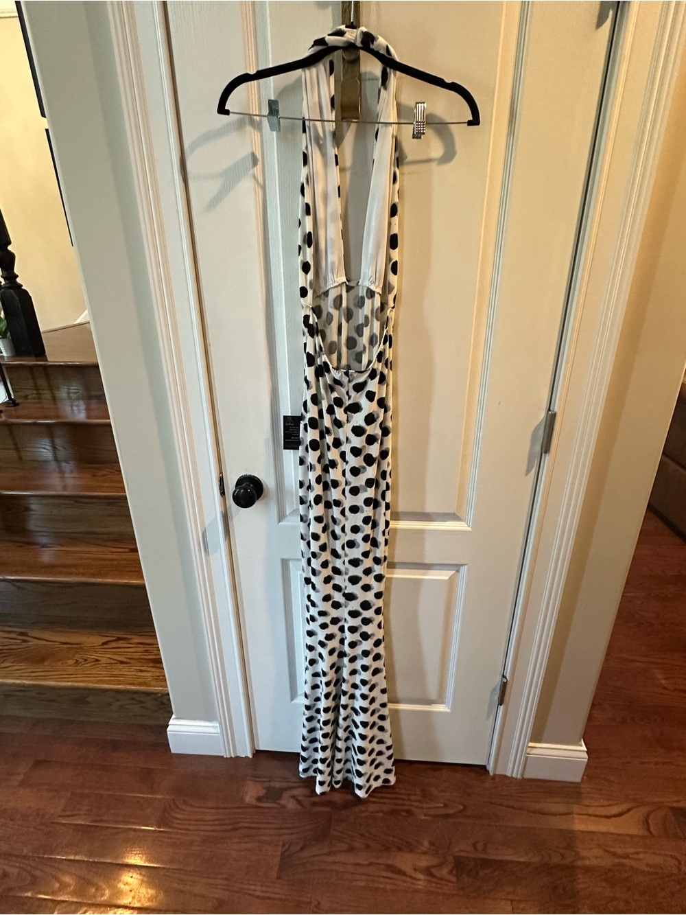 Norma Kamali Cross Halter Fishtail Gown in Paint Dots - Picture 6 of 6